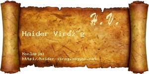 Haider Virág névjegykártya